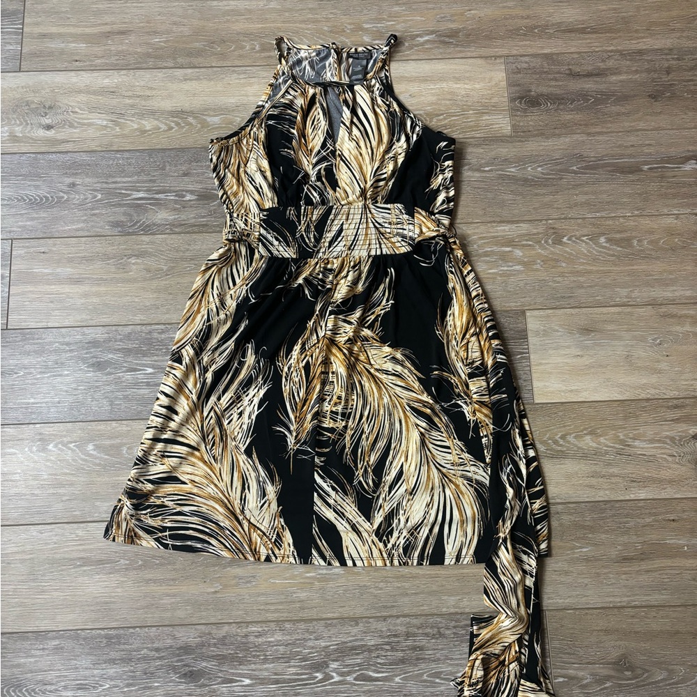 Bison Bisou by Michele Bohbot Dress Sz 8 Halter Feather Boho Vacation Cruise